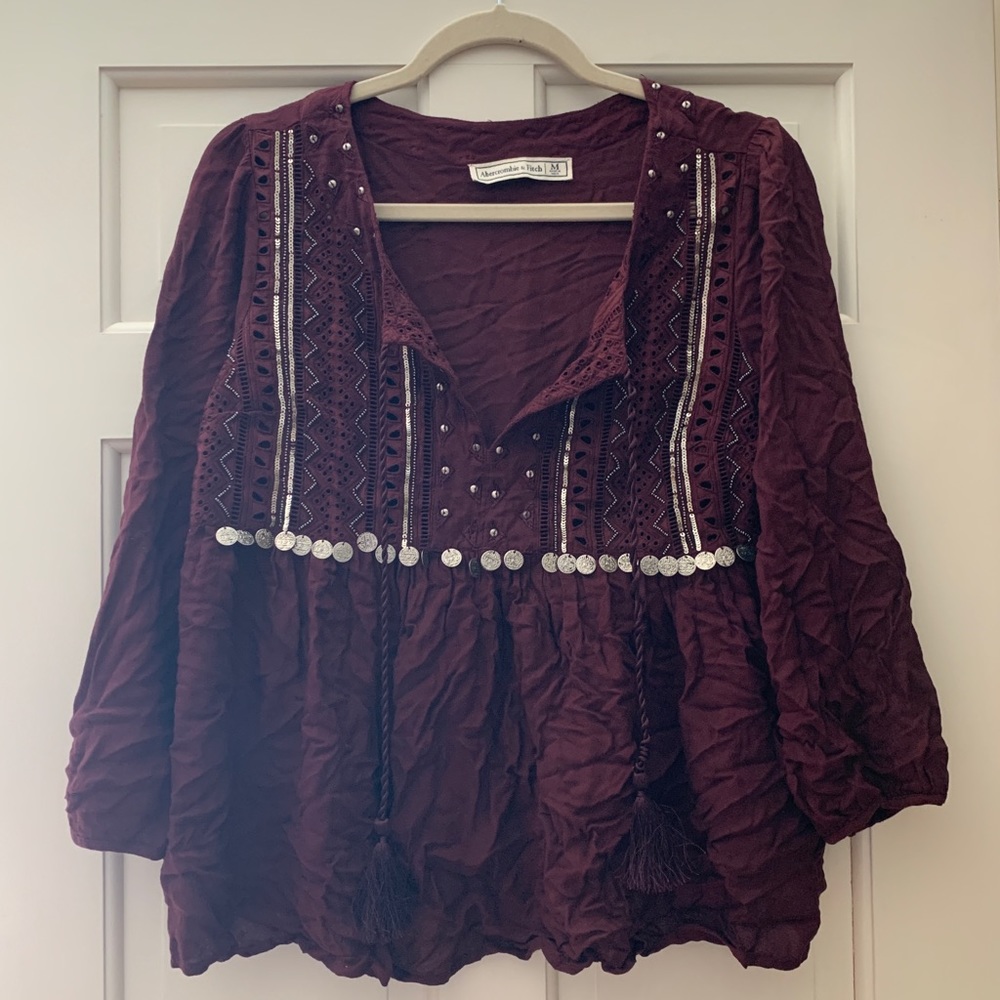 Red boho dress blouse